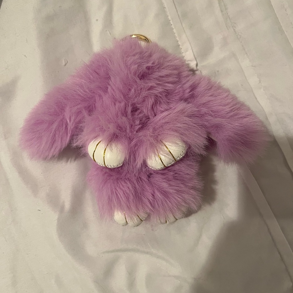 Fluffy Purple Keychain Accessory